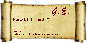 Geszti Elemér névjegykártya
